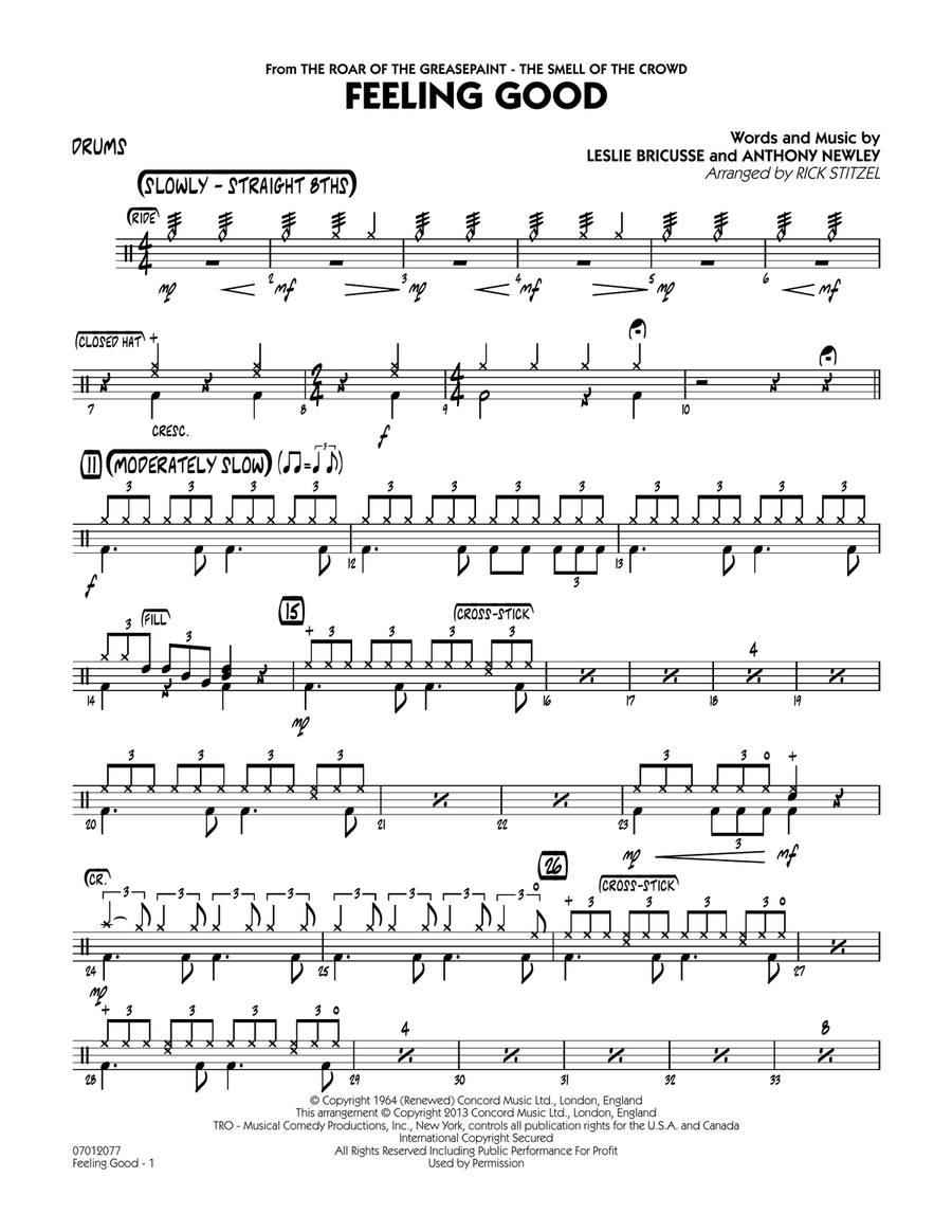 Feeling Good - Drums Jazz Ensemble scores gallery preview page 1