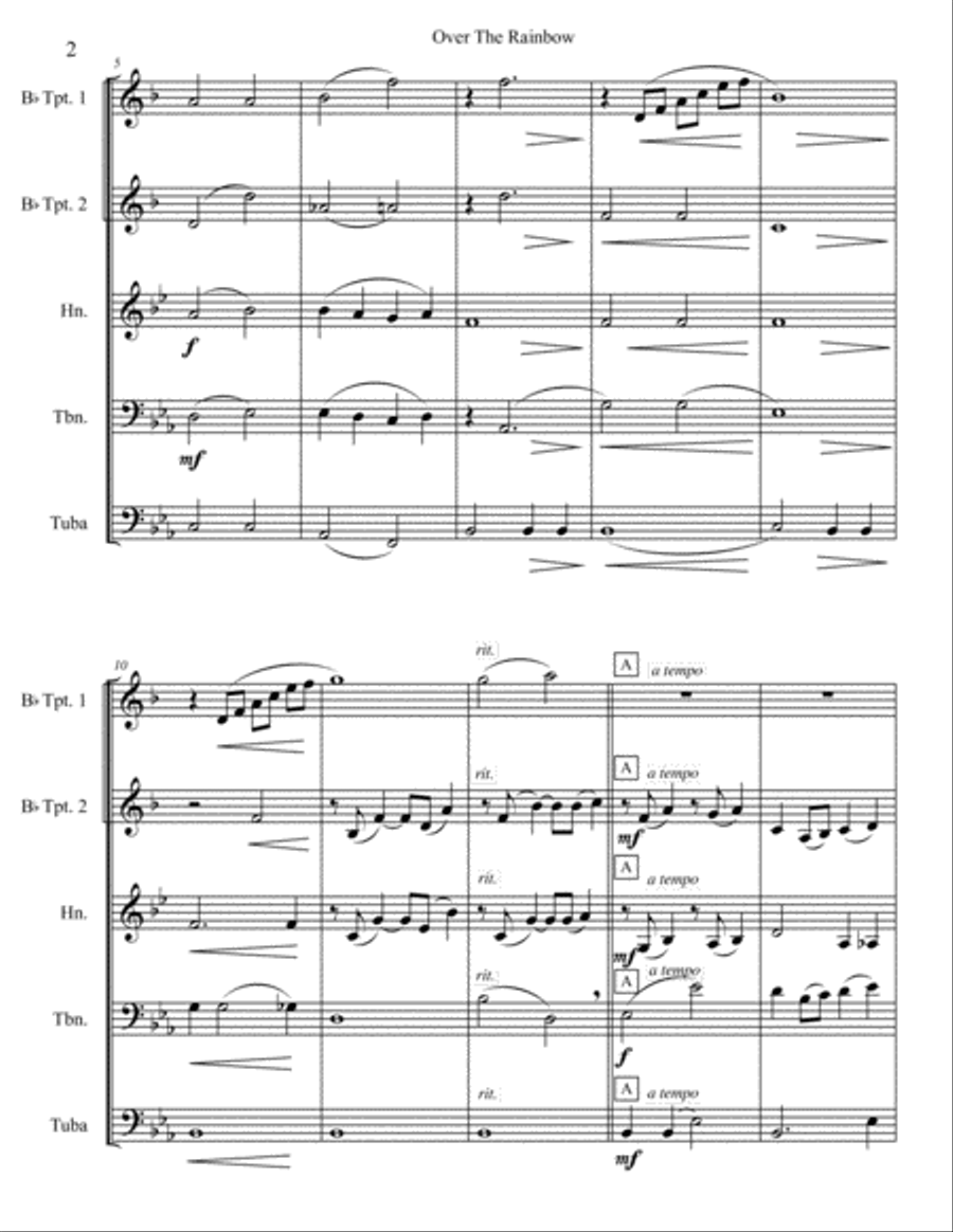Over The Rainbow (from The Wizard Of Oz) Brass Ensemble scores gallery preview page 3