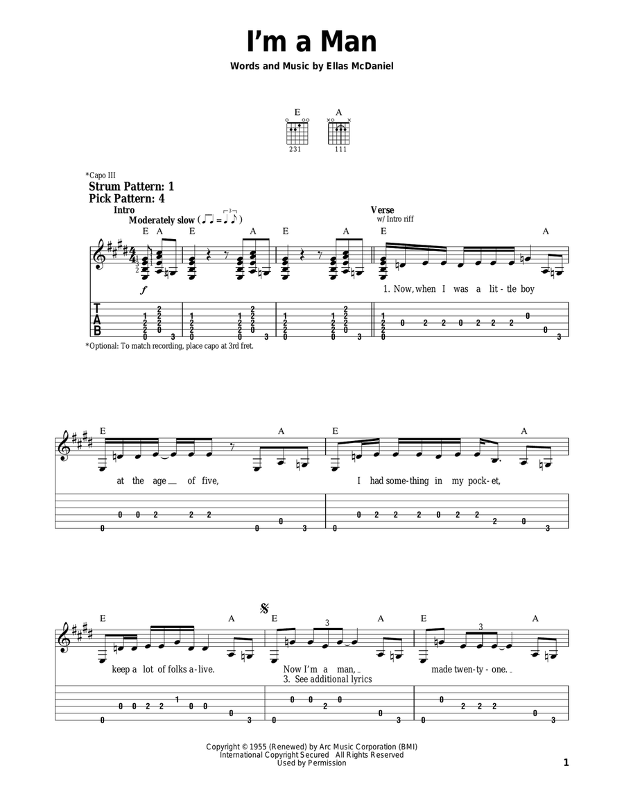 I'm A Man Acoustic Guitar scores gallery preview page 1
