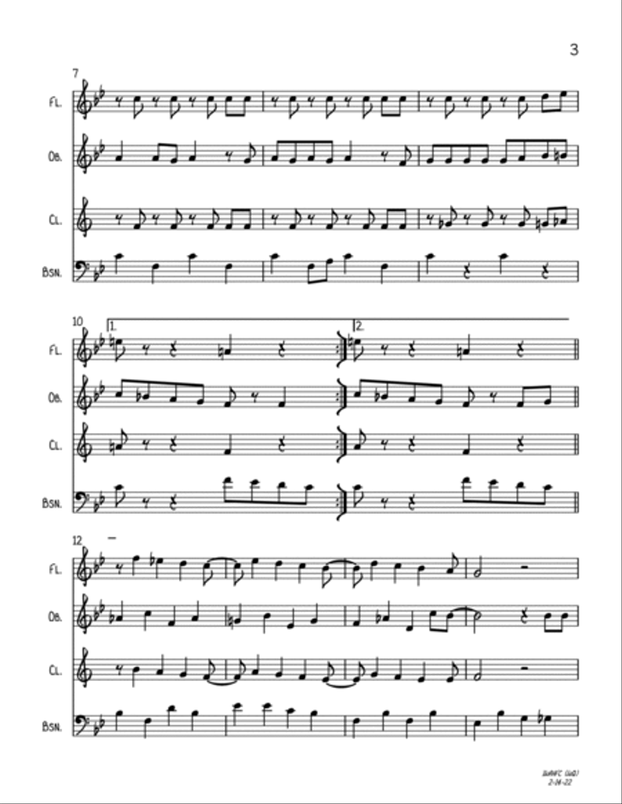 I Want A Hippopotamus For Christmas (Hippo The Hero) Woodwind Quartet scores gallery preview page 3