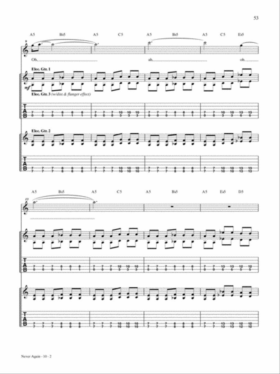 Never Again Guitar Tablature scores gallery preview page 2