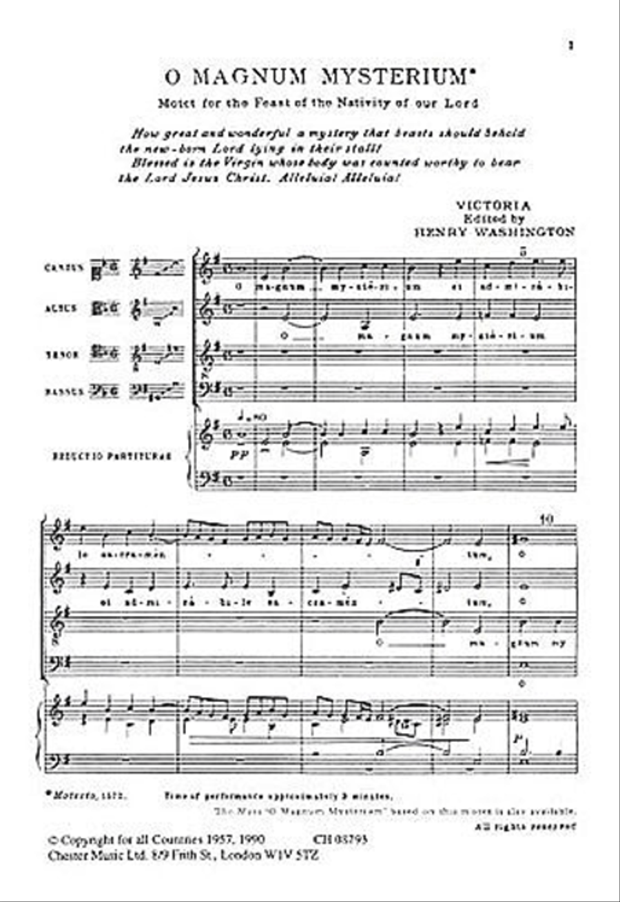 O Magnum Mysterium 4-Part scores gallery preview page 1