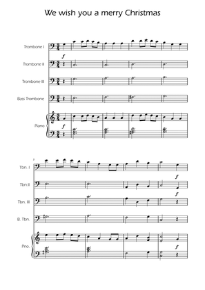 We Wish You a Merry Christmas - Trombone Quartet w/ Piano