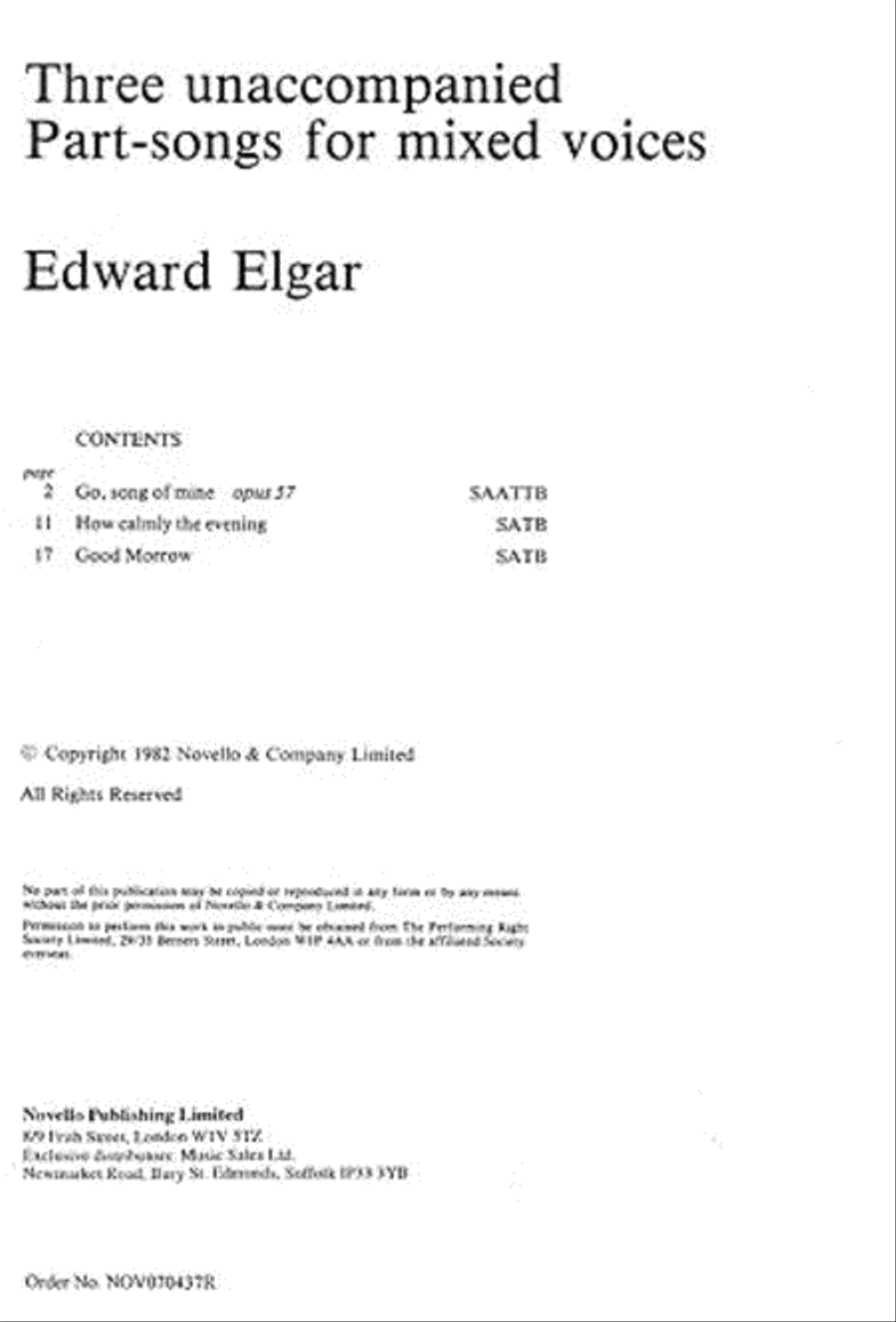 Three Unaccompanied Part-Songs for Mixed Voices 4-Part scores gallery preview page 1