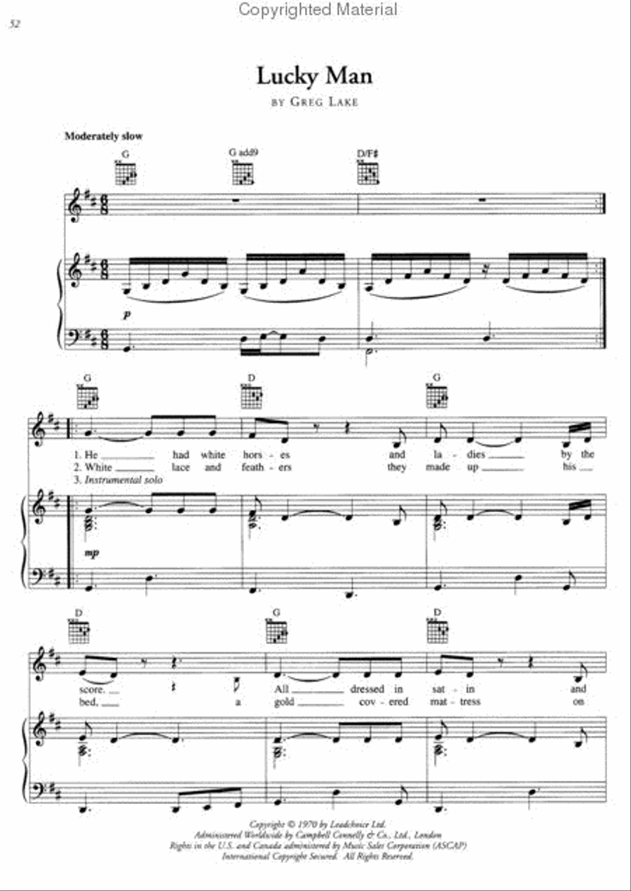 Emerson, Lake, & Palmer – Greatest Hits Piano, Vocal, Guitar scores gallery preview page 3