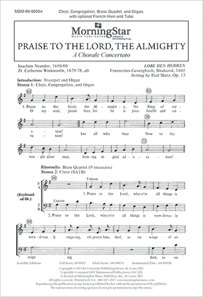 Praise to the Lord, the Almighty (Choral Score)