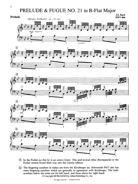 Prelude and Fugue No. 21 in B-flat Major