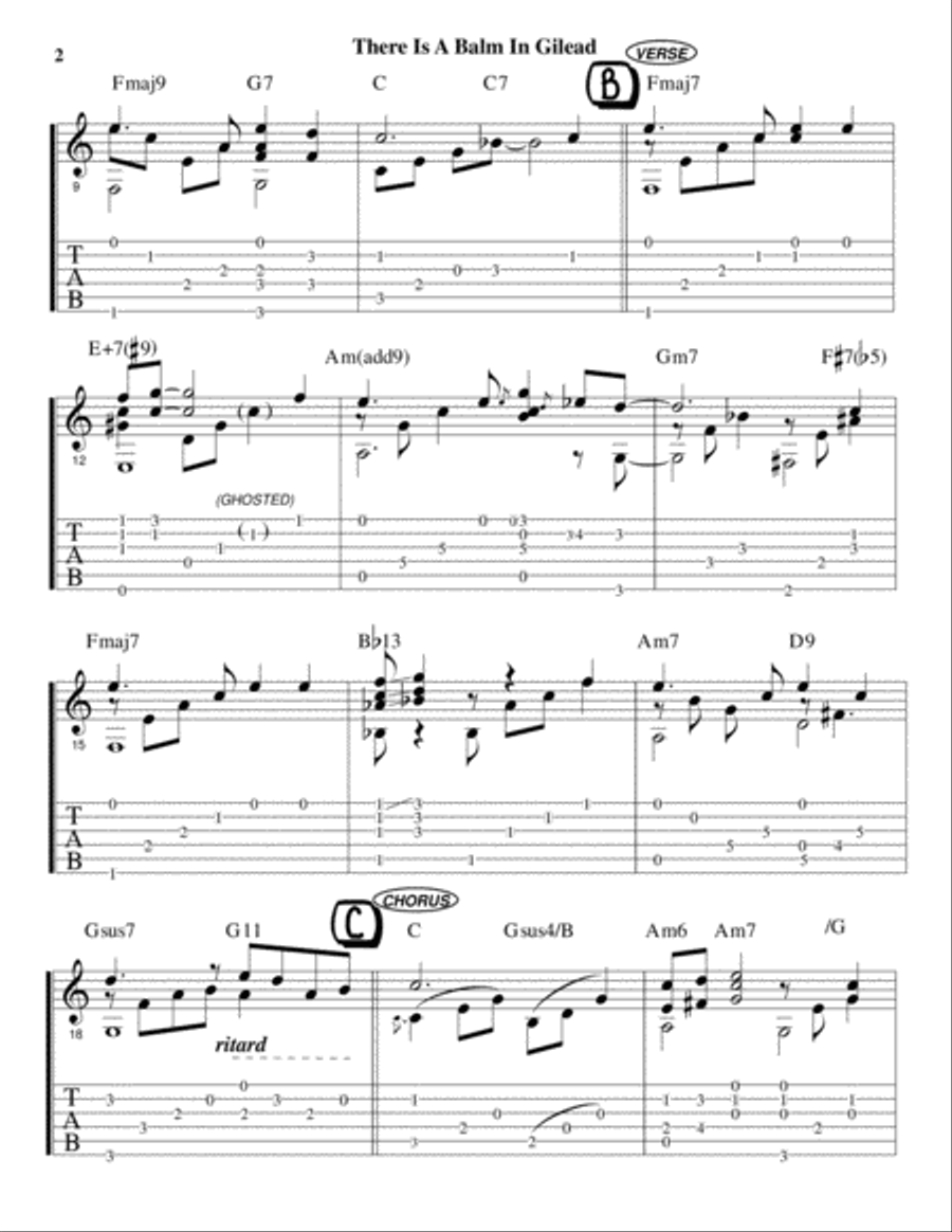 There Is A Balm In Gilead (Guitar Solo - in standard notation with TABS) Guitar Solo scores gallery preview page 3