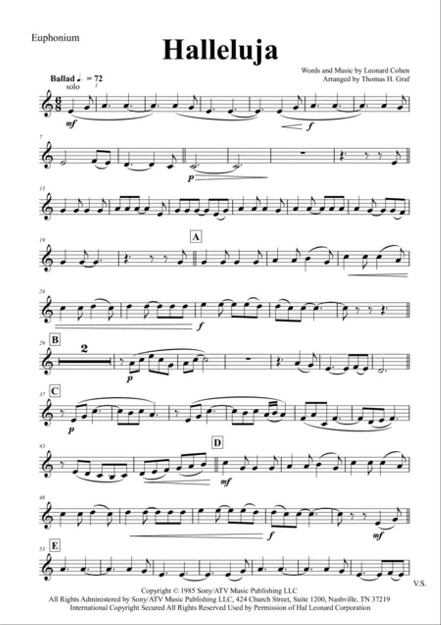 Hallelujah Euphonium scores gallery preview page 5