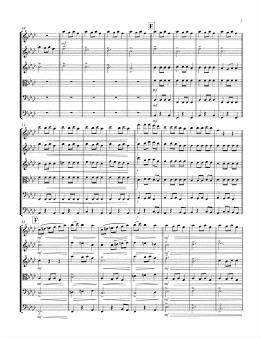 Carol of the Bells (F min) (String Sextet - 3 Violin, 1 Viola, 1 Cello, 1 Bass) Cello scores gallery preview page 3