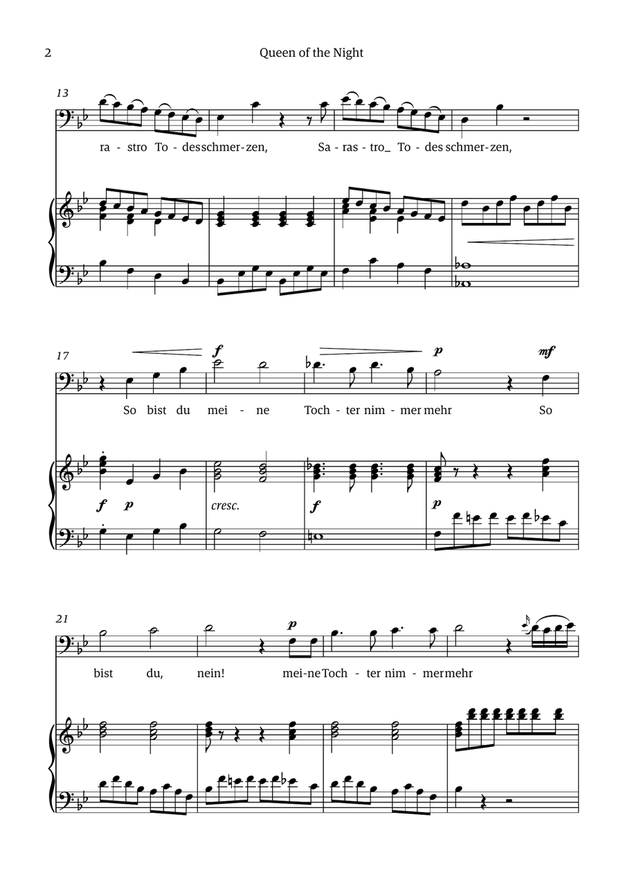 Queen of the Night (aria) - for BASS in G minor Chamber Music scores gallery preview page 2