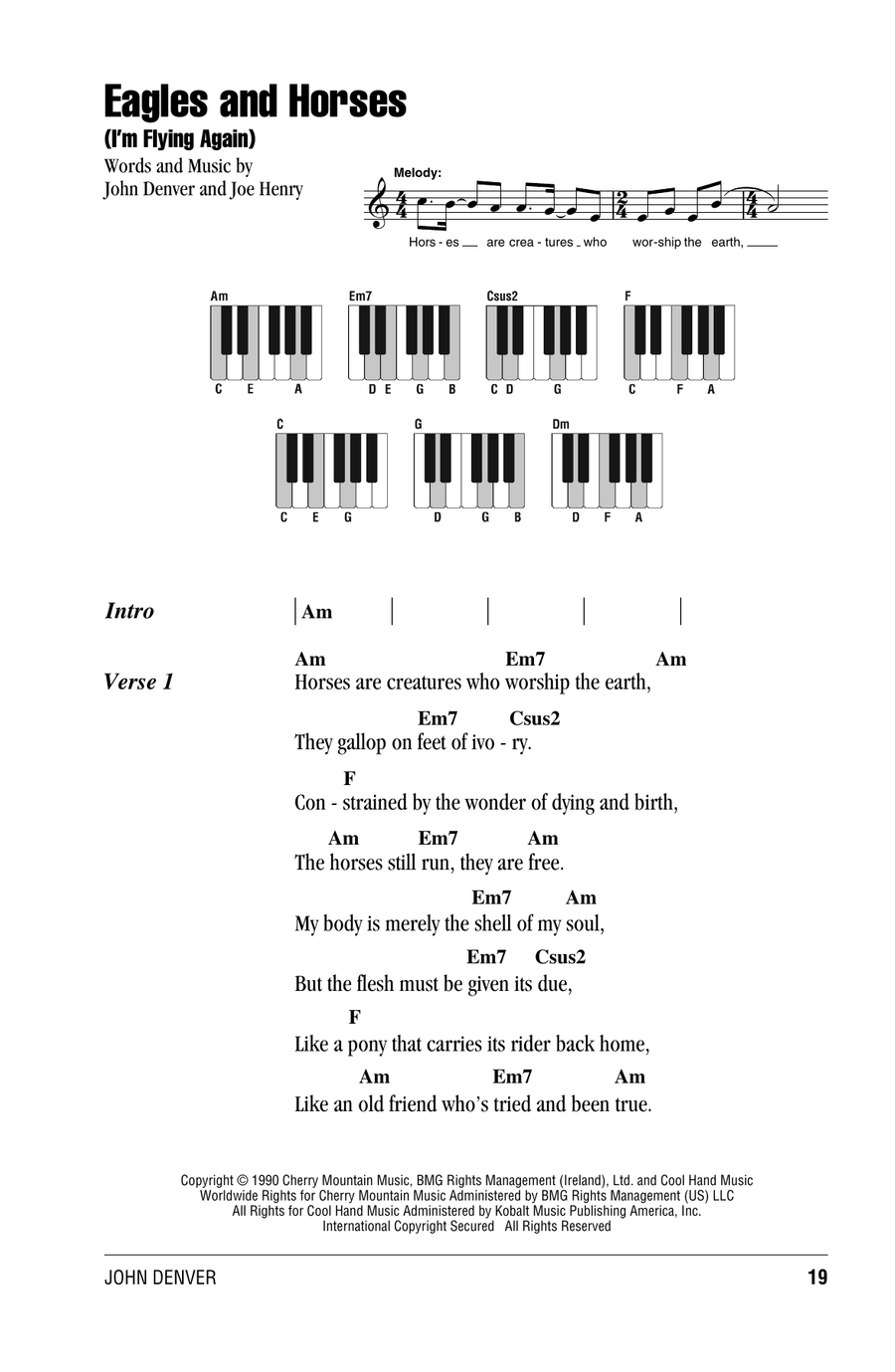 Eagles And Horses (I'm Flying Again) Piano scores gallery preview page 1