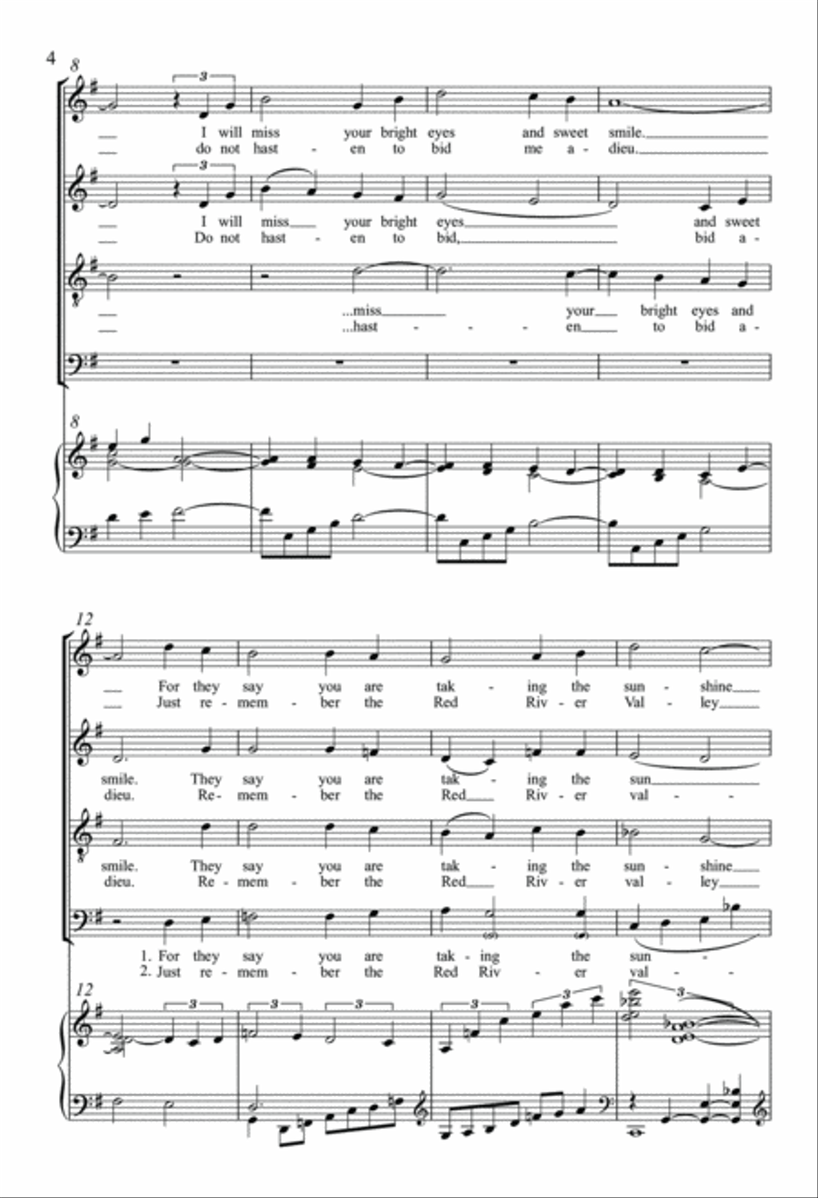 Red River Valley 4-Part scores gallery preview page 3