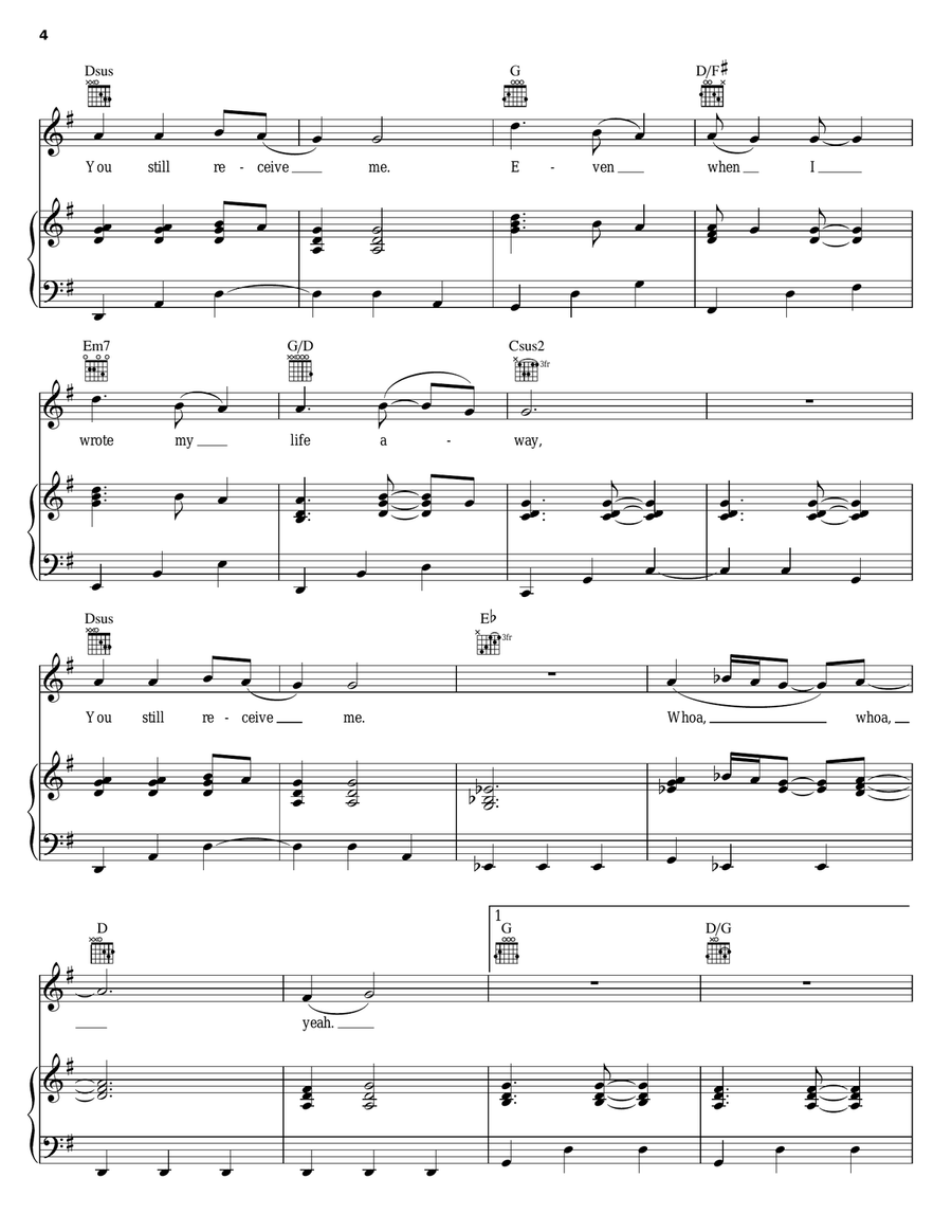 Even When Even When Piano, Vocal, Guitar scores gallery preview page 4