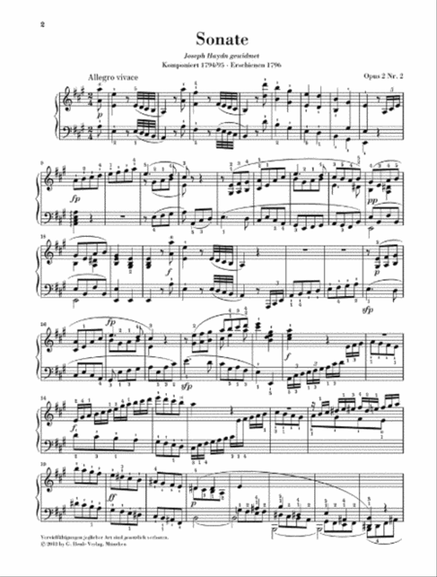Piano Sonata No. 2 in A Major, Op. 2, No. 2 Piano Solo scores gallery preview page 2