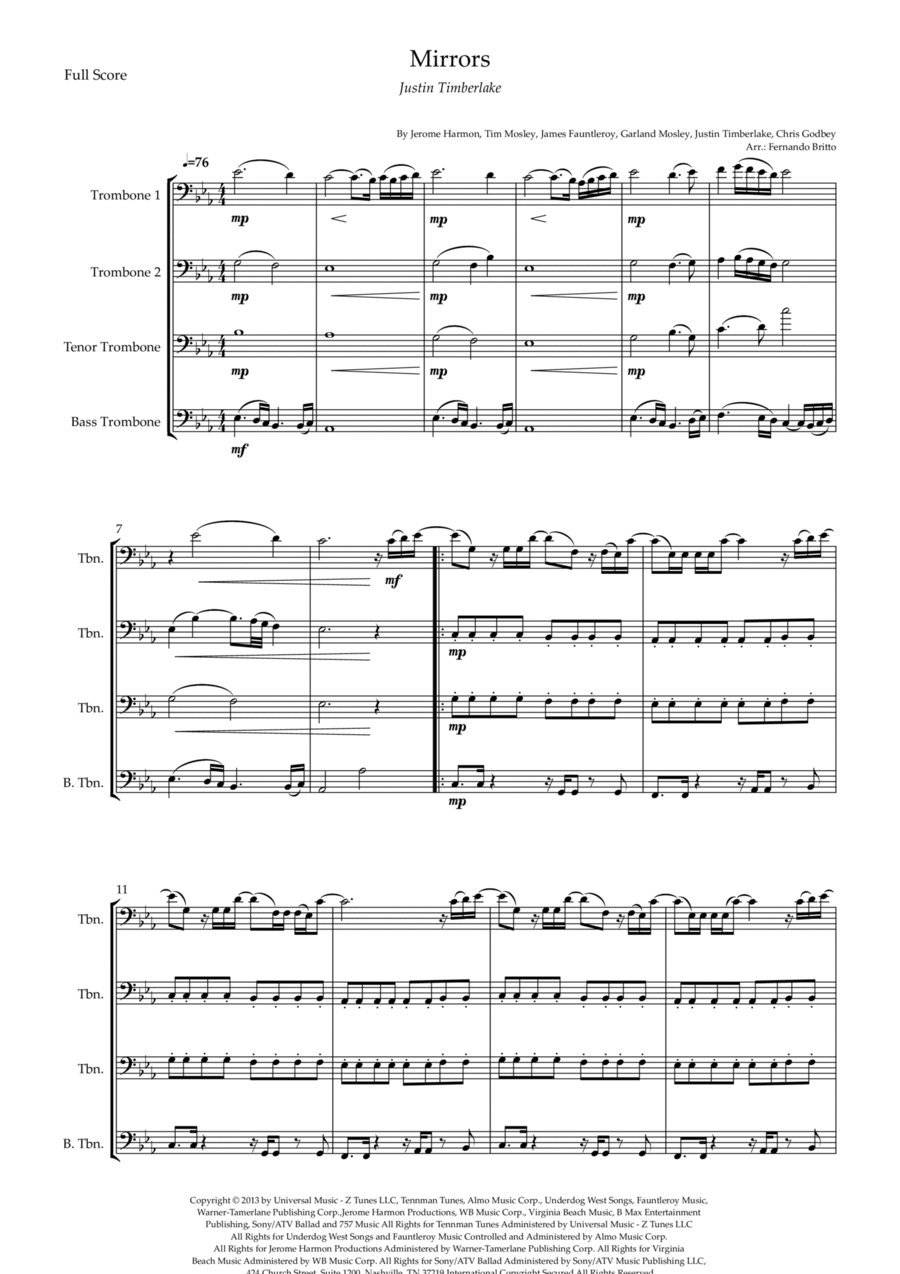 Mirrors Brass Ensemble scores gallery preview page 1