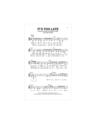 Book cover for It's Too Late