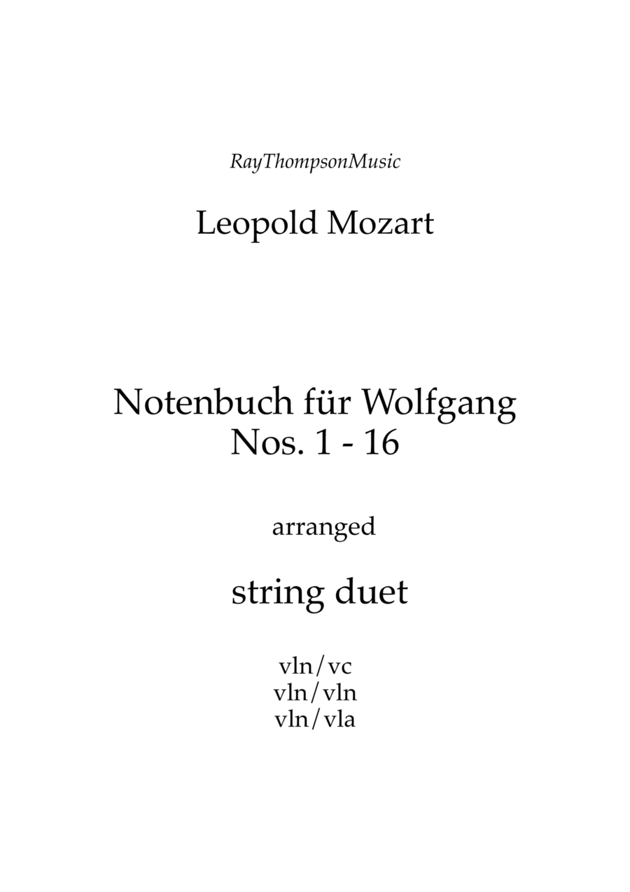 Mozart (Leopold): Notenbuch für Wolfgang (Notebook for Wolfgang) (Part 1, Nos.1 - 16) — string duet String Duet scores gallery preview page 1