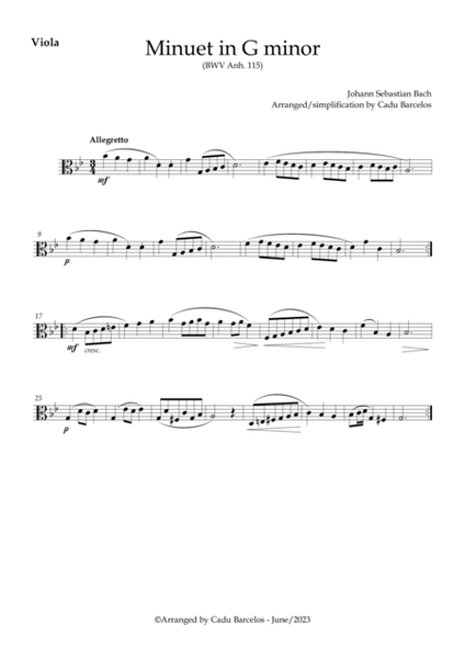 Minuet in G minor BWV anh 115 (Bach) Viola and Cello image number null