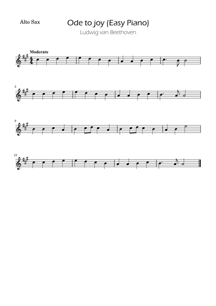 Ode To Joy - Easy Alto Sax w/ piano accompaniment image number null