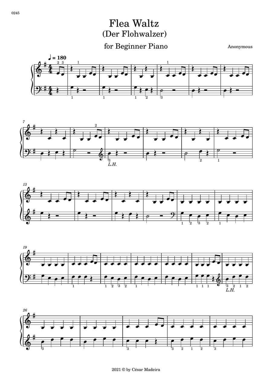 Flea Waltz (Der Flohwalzer) - Easy Piano (Full Score) Piano Method scores gallery preview page 2