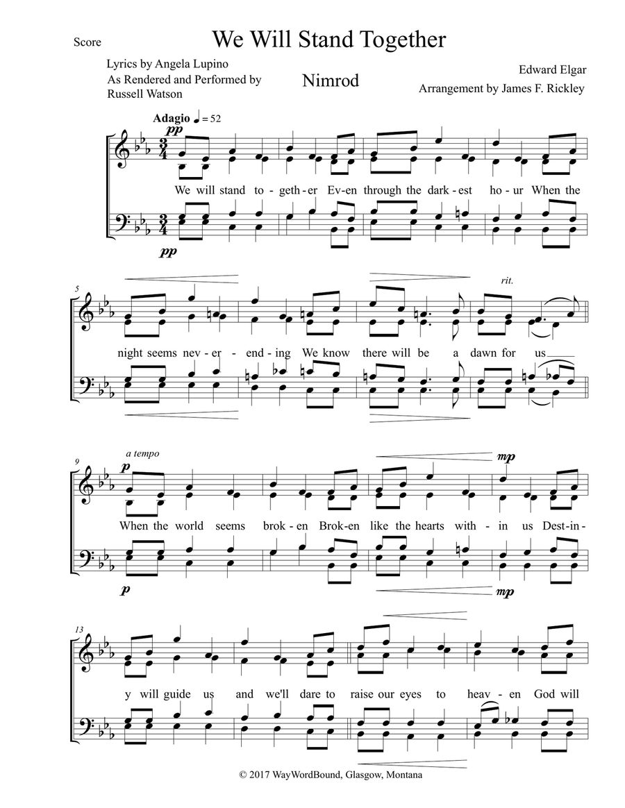 We Will Stand Together - Nimrod 4-Part scores gallery preview page 1