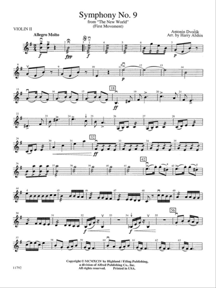 New World Symphony: 2nd Violin String Orchestra scores gallery preview page 1