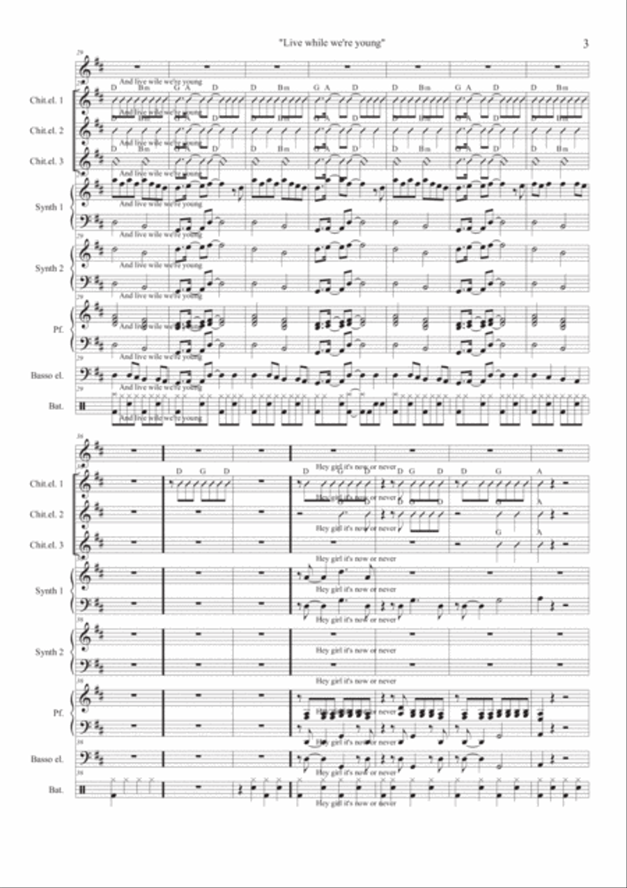 Live While We're Young Live While We're Young Small Ensemble scores gallery preview page 3