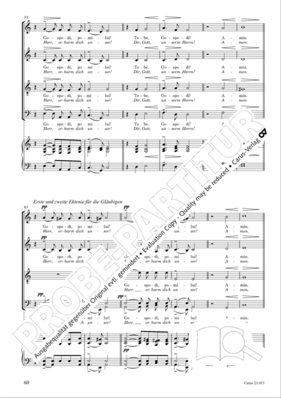 Liturgy of St. John Chrysostom op. 31 for mixed choir a cappella (Chrysostomos-Liturgie op. 31 fur Chor a cappella mit singbarem deutschem Text)