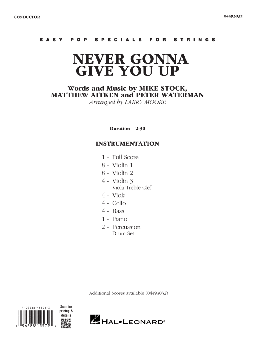 Never Gonna Give You Up (arr. Larry Moore) - Conductor Score (Full Score)