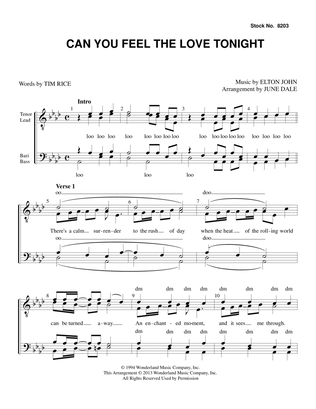 Book cover for Can You Feel the Love Tonight (from The Lion King) (arr. June Dale)