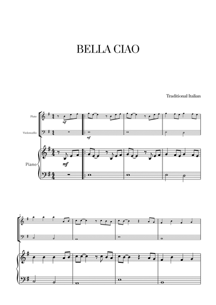 Bella Ciao for Flute, Cello and Piano image number null