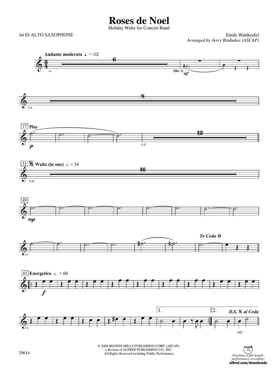 Roses de Noel: E-flat Alto Saxophone