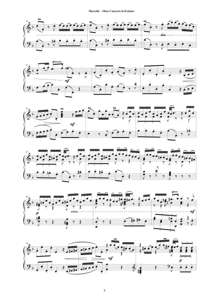 Marcello - Oboe Concerto in D minor for Piano solo image number null
