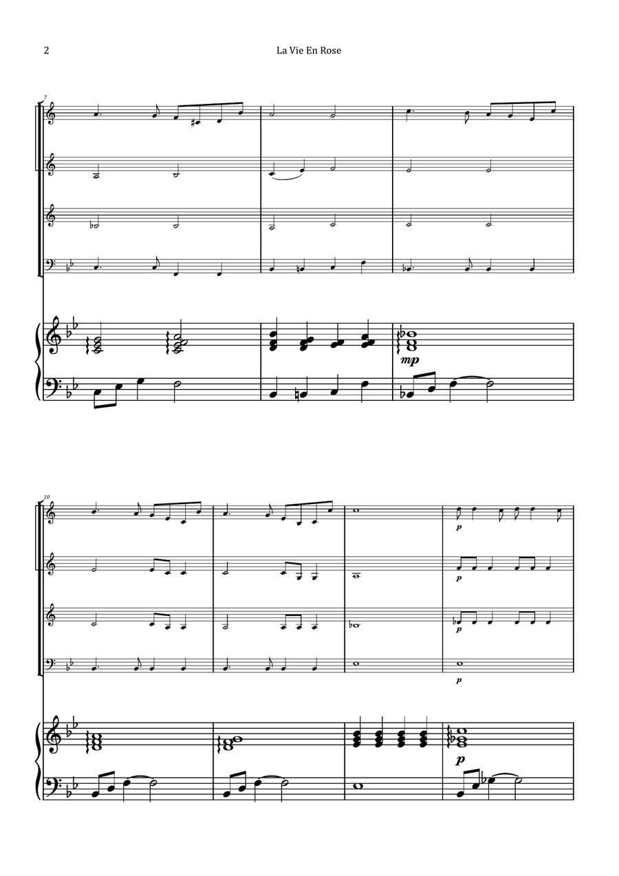 La Vie En Rose by Edith Piaf Brass Quartet - Digital Sheet Music page 2
