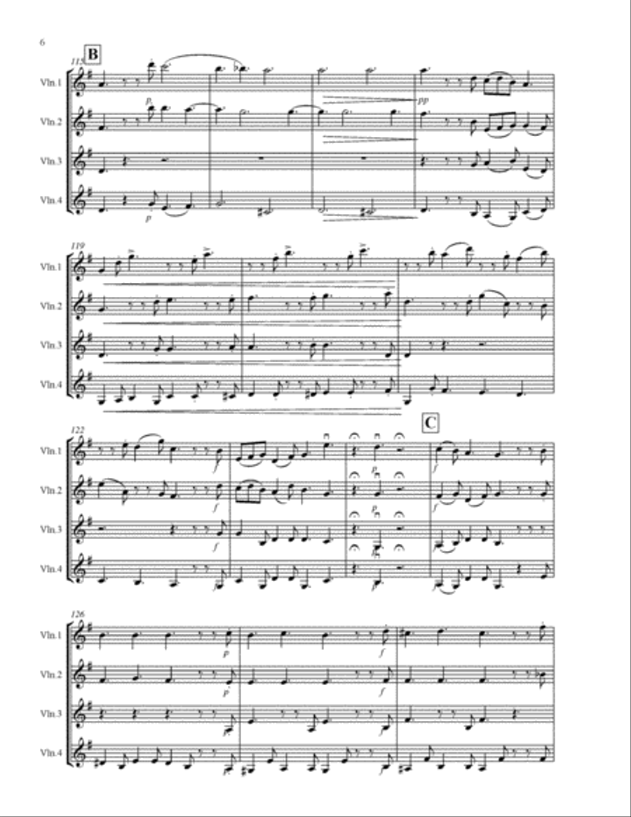 Corelli Christmas Concerto for 4 violins with score & parts Violin Solo scores gallery preview page 6