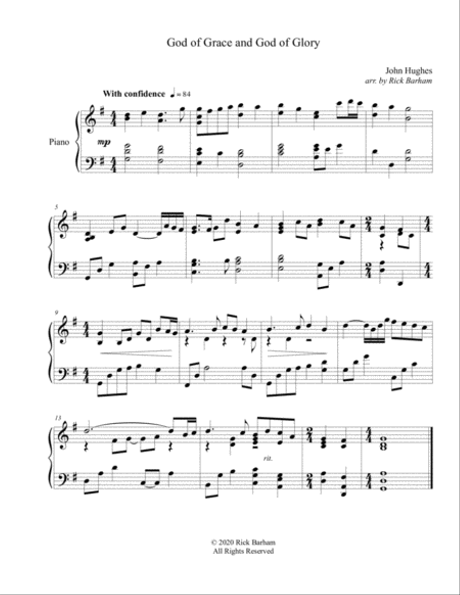 God of Grace and God of Glory Piano Solo scores gallery preview page 1