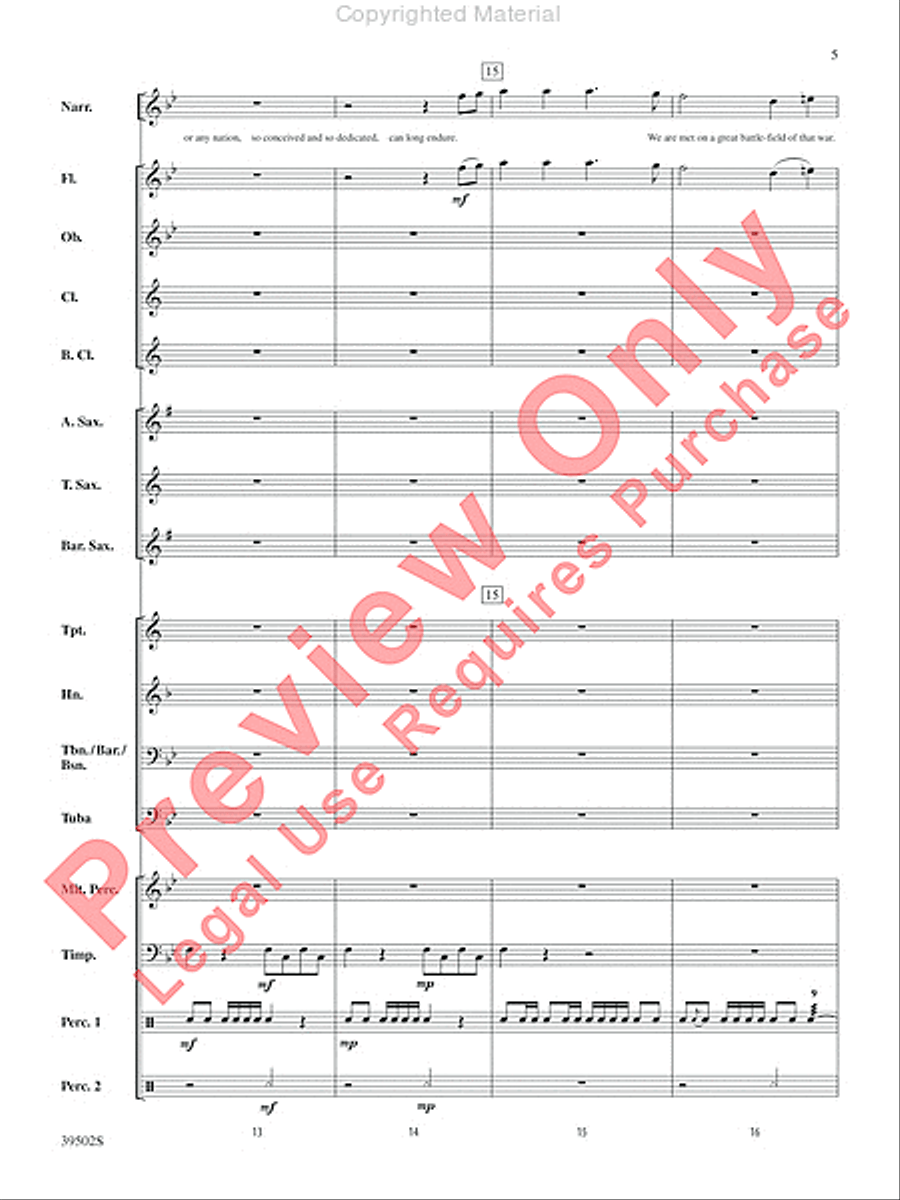 The Gettysburg Address Concert Band scores gallery preview page 6