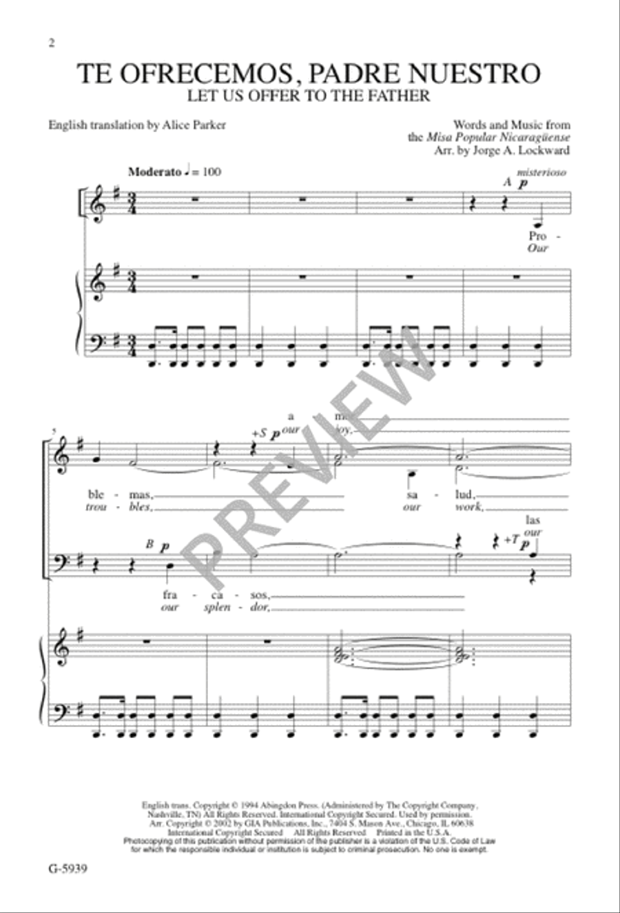 Te Ofrecemos Padre Nuestro / Let Us Offer to the Father 4-Part scores gallery preview page 3