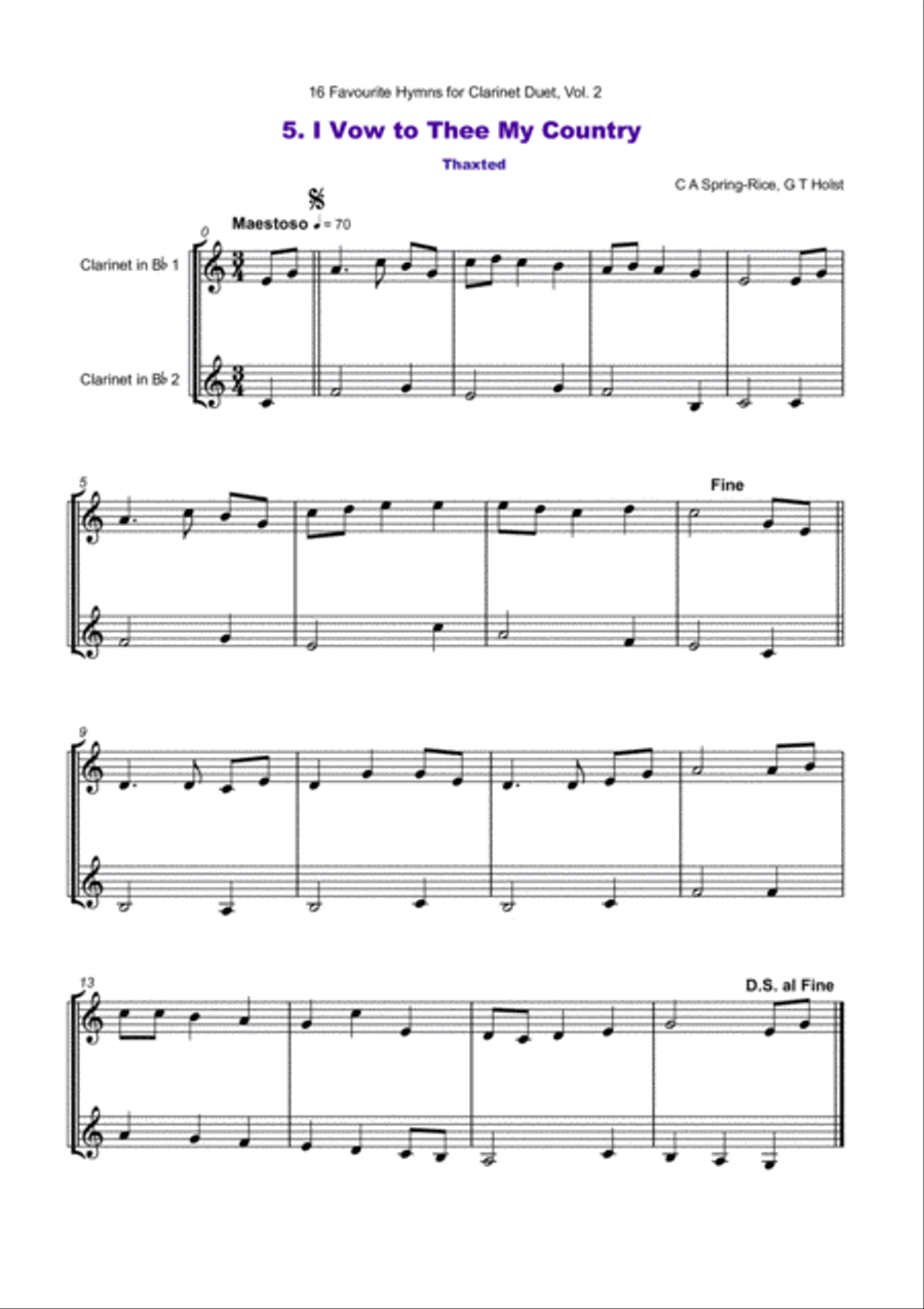 16 Favourite Hymns Vol.2 for Clarinet Duet Clarinet Duet scores gallery preview page 6