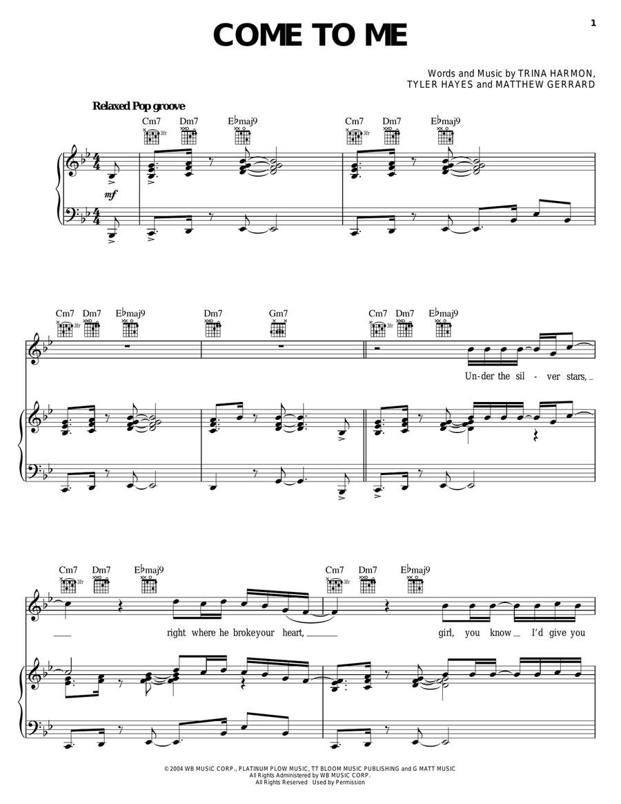 Come To Me Come To Me Piano, Vocal, Guitar scores gallery preview page 1