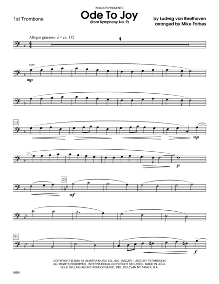 Ode To Joy (from Symphony No. 9) - 1st Trombone