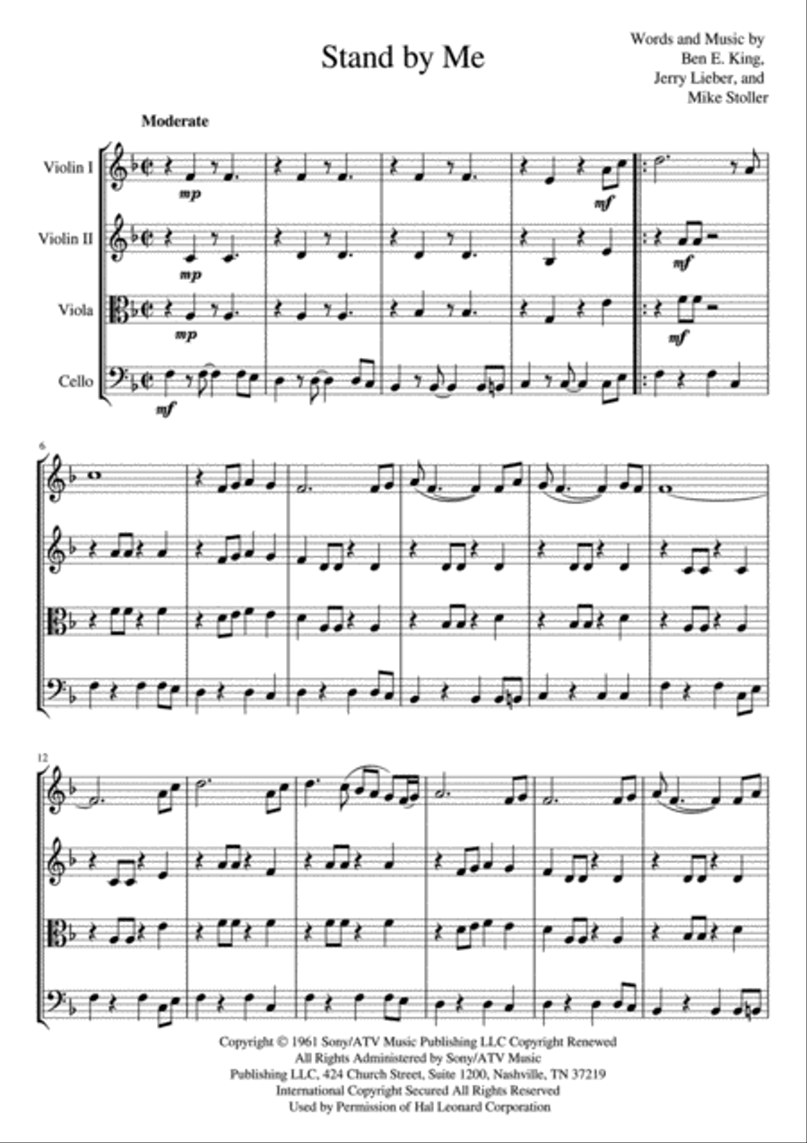 Stand By Me Stand By Me String Quartet scores gallery preview page 2