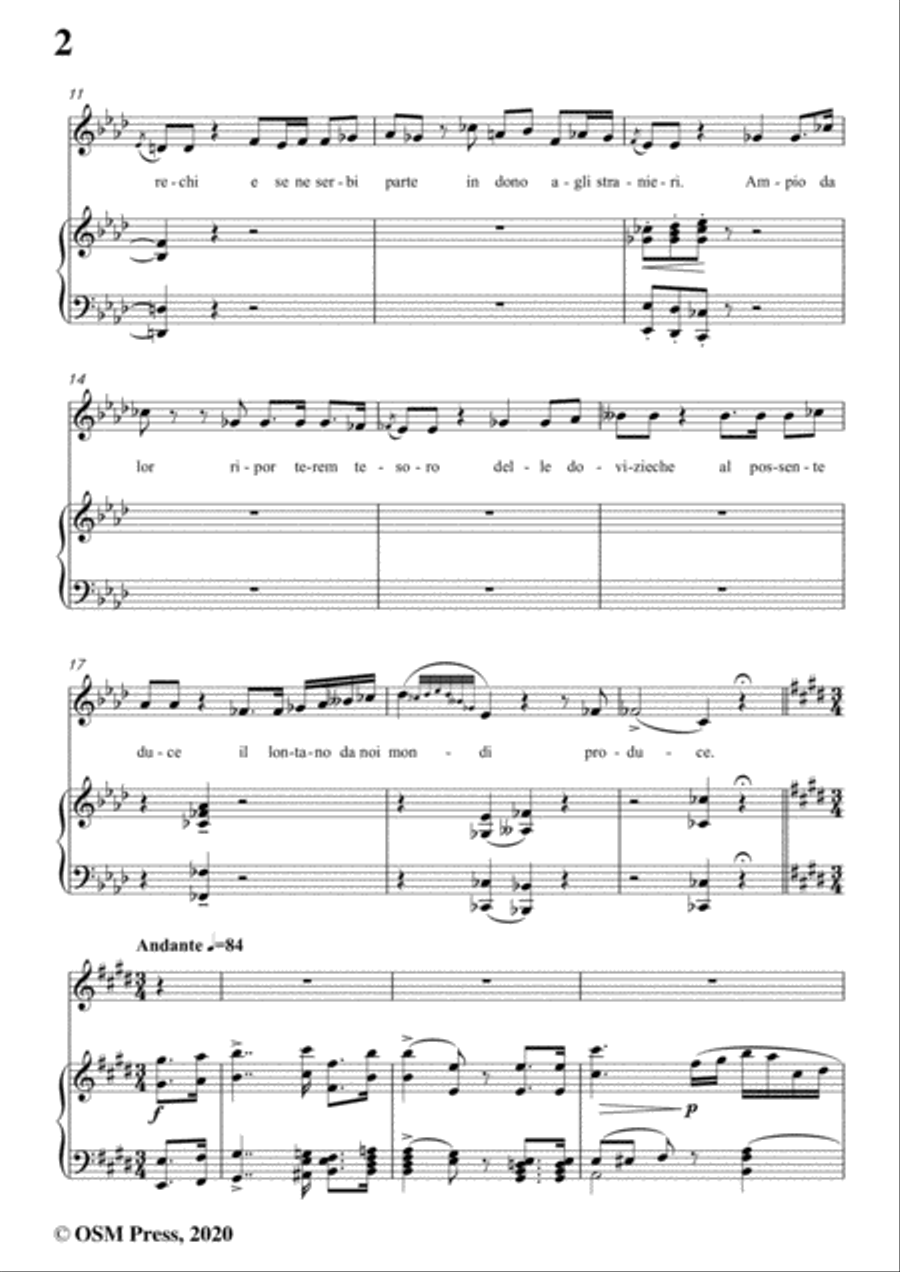 Donizetti-Ne ornera la bruna chioma,in E Major,for Voice and Piano Voice Solo scores gallery preview page 4