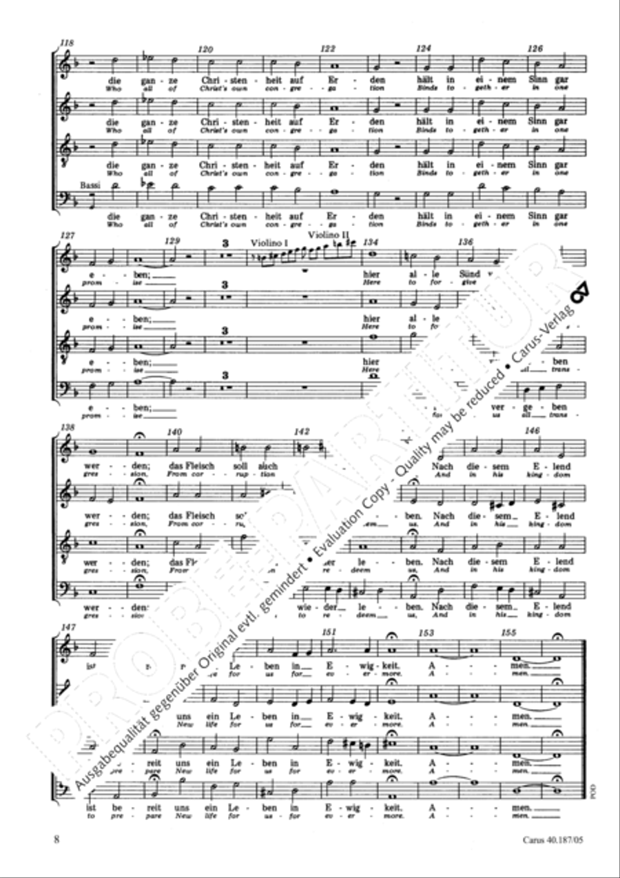 We all believe in one true God (Wir glauben all an einen Gott) 4-Part scores gallery preview page 9