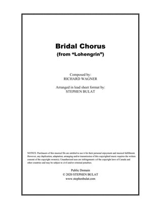 Book cover for Bridal Chorus (Wagner) - Lead sheet in original key of Bb
