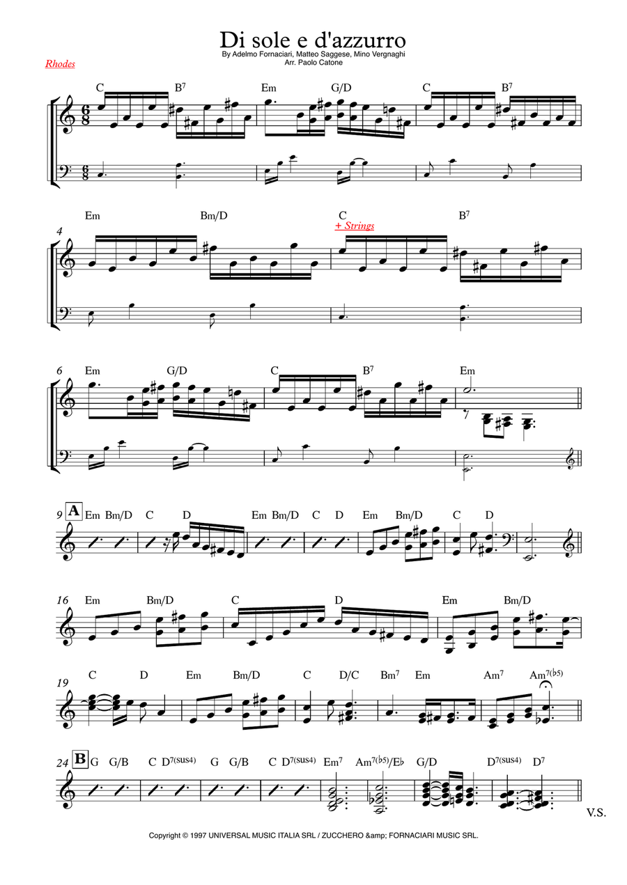 Di Sole E D'azzurro Piano Solo scores gallery preview page 1