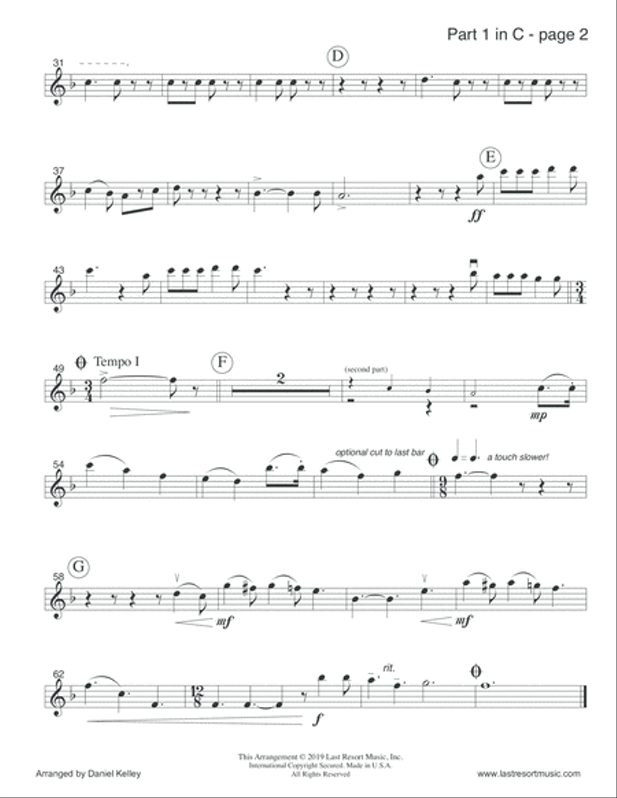 Happy Birthday to You for Wind Quartet (Mixed Quartet, Double Reed Quartet, or Clarinet Quartet) Mus Clarinet Quartet scores gallery preview page 5