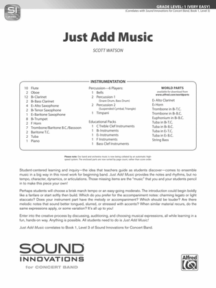 Book cover for Just Add Music: Score