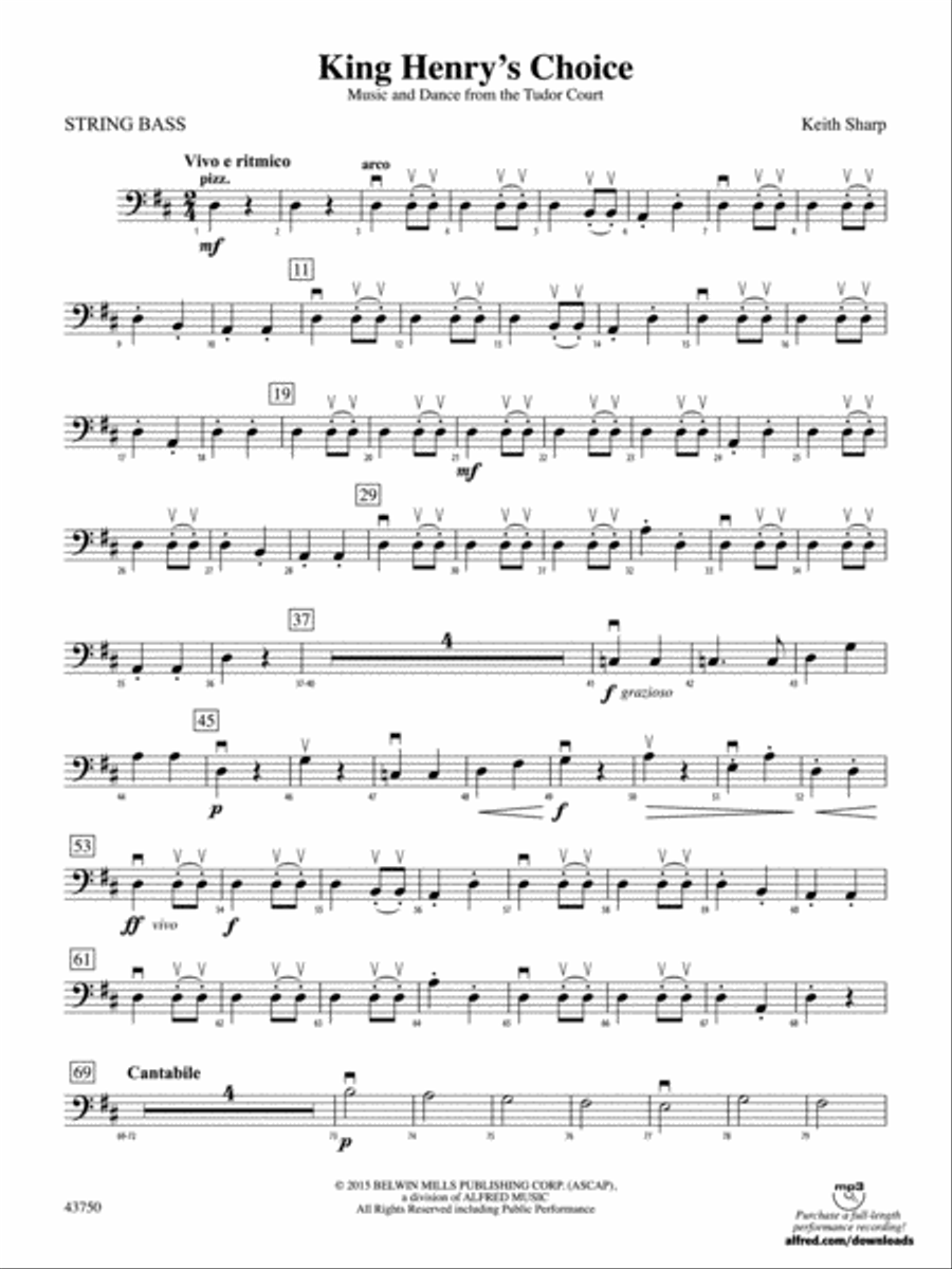King Henry's Choice: String Bass String Orchestra scores gallery preview page 1